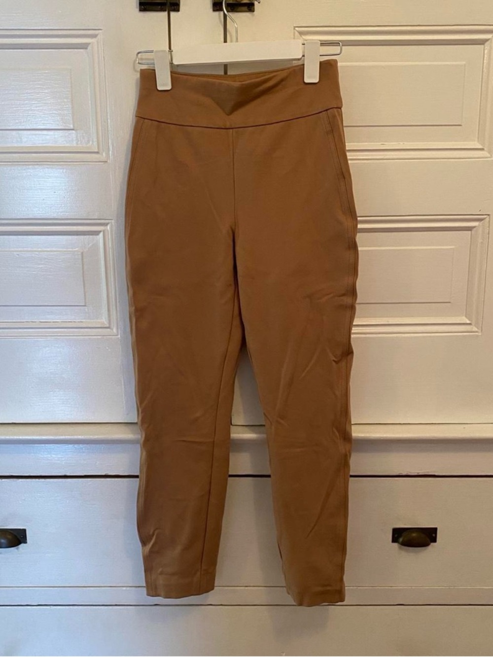 Sleek High-Waist Tan High Rise Curvy Trousers